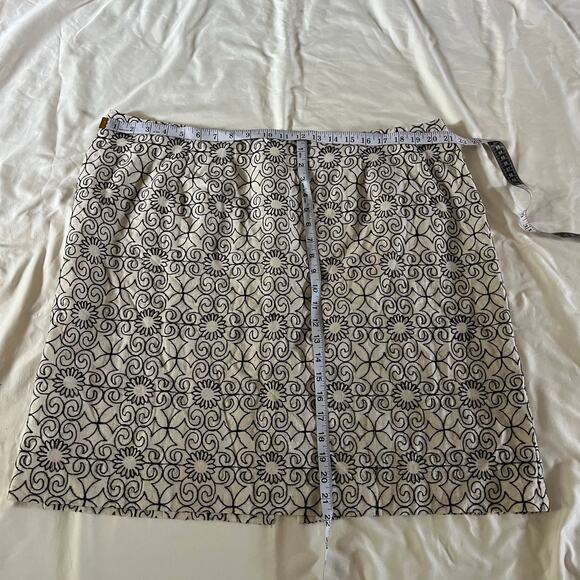 Vtg Y2K 2000s Cream Embroidered Linen Mini Skirt Plus Size 20W - Picture 4 of 8